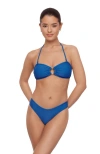 Aqua Green Kids'  Ring Front Bandeau Bikini Set In Blue