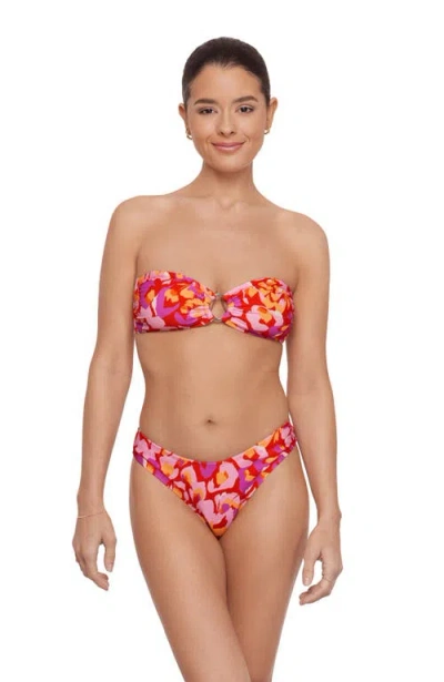 Aqua Green Kids'  Ring Front Bandeau Bikini Set In Multi