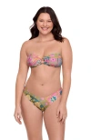 Aqua Green Ring Front Bandeau Bikini Set In Multi