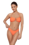 Aqua Green Ring Front Bandeau Bikini Set In Orange