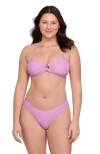 Aqua Green Kids'  Ring Front Bandeau Bikini Set In Purple