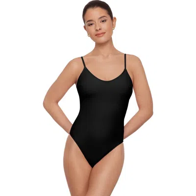 Aqua Green Kids'  Scoop Neck Open Tie Back One Piece In Black