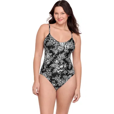 Aqua Green Scoop Neck Open Tie Back One Piece In Black