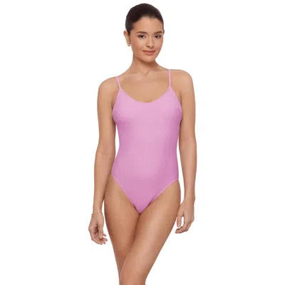 Aqua Green Kids'  Scoop Neck Open Tie Back One Piece In Purple