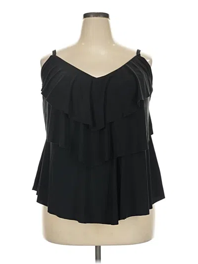 Pre-owned Aqua Green Sleeveless Blouse In Black