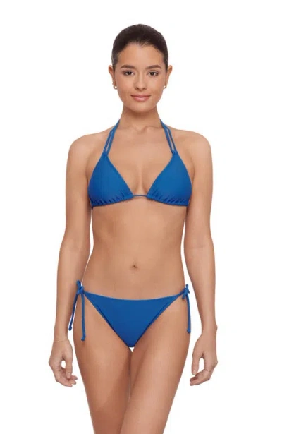 Aqua Green Kids'  String Triangle Bikini Set In Black