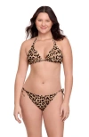 Aqua Green Kids'  String Triangle Bikini Set In Multi