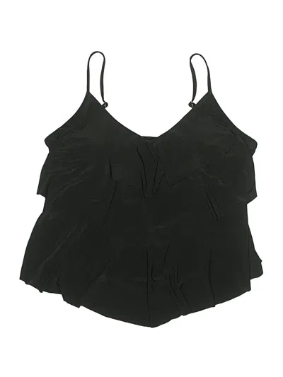 Pre-owned Aqua Green Swimsuit Top Black Solid Pattern Swimwear