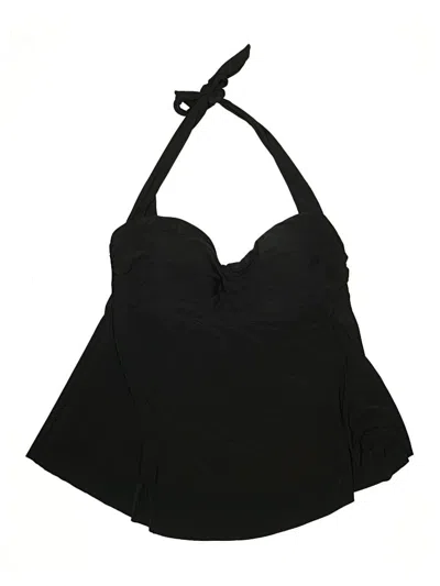 Pre-owned Aqua Green Swimsuit Top Black Solid Pattern Swimwear