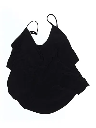 Pre-owned Aqua Green Swimsuit Top Black Solid Pattern Swimwear