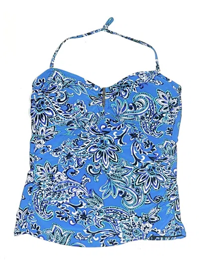 Pre-owned Aqua Green Swimsuit Top Blue Paisley Pattern Swimwear