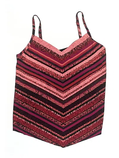 Pre-owned Aqua Green Swimsuit Top Burgundy Chevron/herringbone Pattern Swimwear