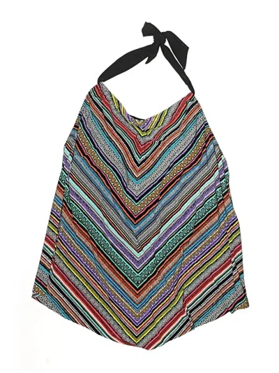 Aqua Green Swimsuit Top Gray Chevron/herringbone Pattern Swimwear