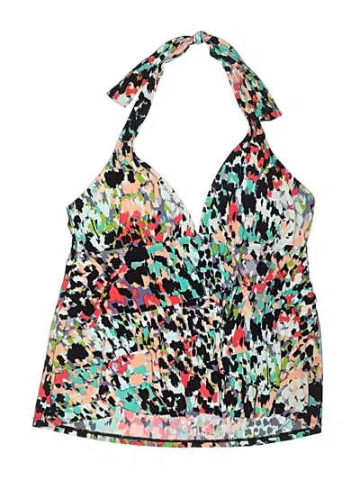 Pre-owned Aqua Green Swimsuit Top Green Print Pattern Swimwear