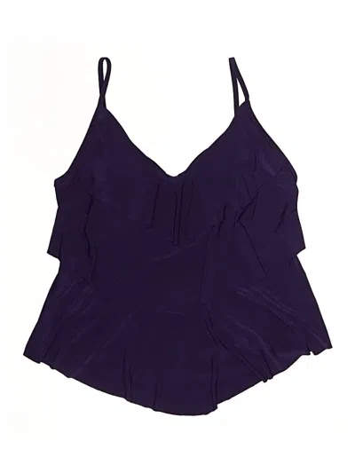 Pre-owned Aqua Green Swimsuit Top Purple Solid Pattern Swimwear