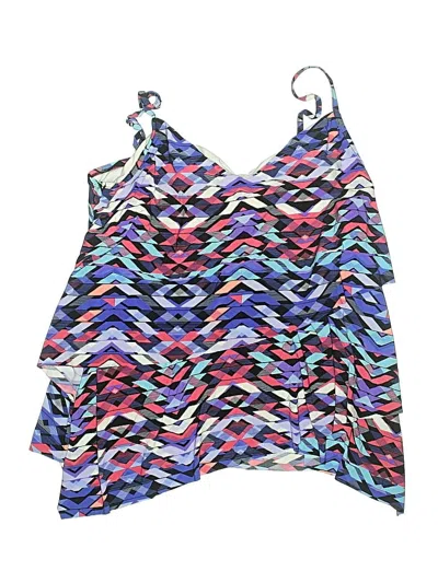 Pre-owned Aqua Green Swimsuit Top Purple Swimwear