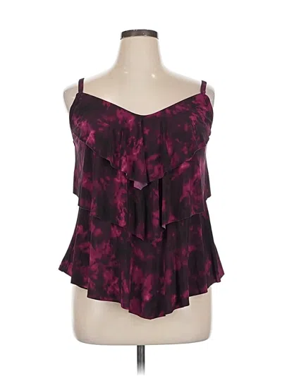 Pre-owned Aqua Green Tank Top Burgundy Strapless Neckline Tops