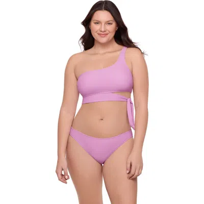 Aqua Green Kids'  Tie Side One Shoulder Bikini Set In Purple