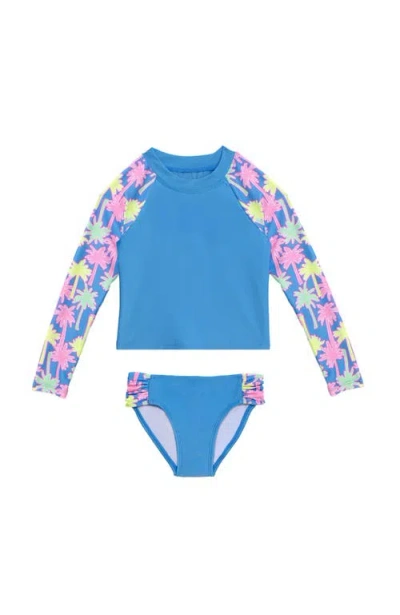 Aqua Green Babies'  Toddlers Longsleeve Rashguard 2-piece Swimwear Set In Blue