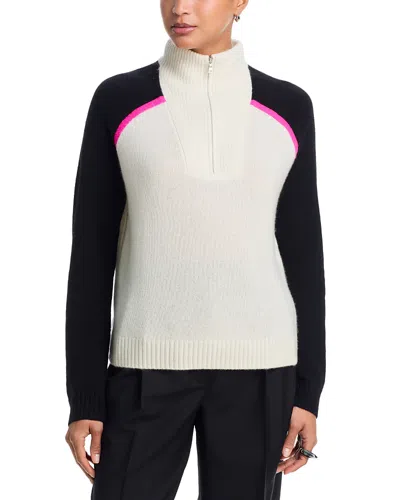 Aqua Half Zip Mock Neck Cashmere Sweater - Exclusive In White