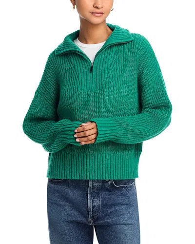Aqua Half Zip Mock Neck Sweater- Exclusive In Evergreen