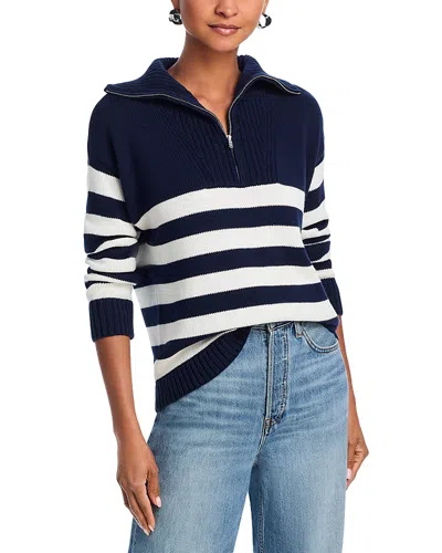 Aqua Half Zip Sweater - Exclusive In Navy/white