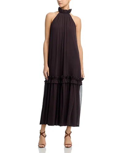 Aqua Halter Maxi Dress - Exclusive In Brown