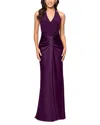 Aqua Halter Mixed Media Gown - Exclusive In Plum