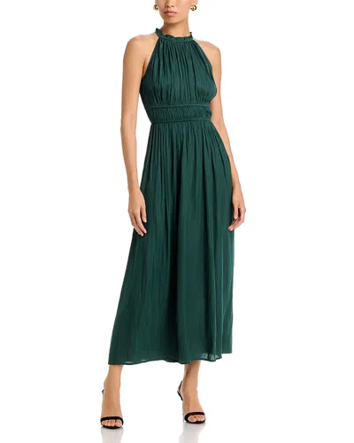 Aqua Halter Neck Shirred Maxi Dress - Exclusive In Green