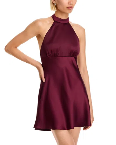 Aqua Halter Satin Mini Dress - Exclusive In Burgundy