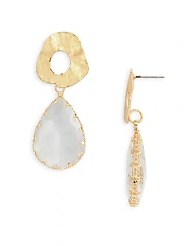 Aqua Hammered Ring & Crystal Drop Earrings - Exclusive In White/gold