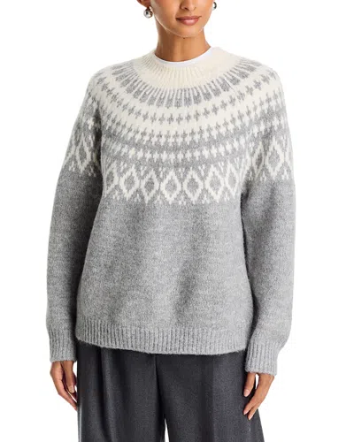 Aqua Hasana Fair Isle Crewneck Sweater - Exclusive In Gray