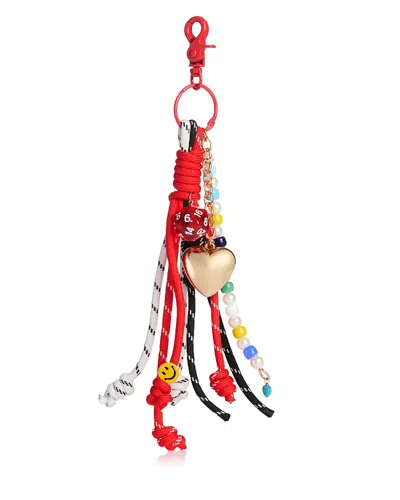 Aqua Heart Beaded Bag Charm - Exclusive In Red