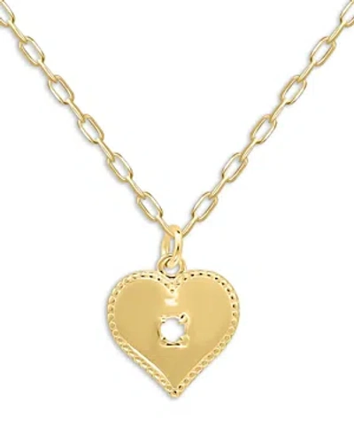Aqua Heart Cubic Zirconia Necklace On Paperclip Chain, 16 - 100% Exclusive In Gold