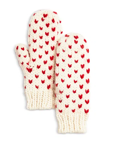 Aqua Heart Mittens - Exclusive In Ivory