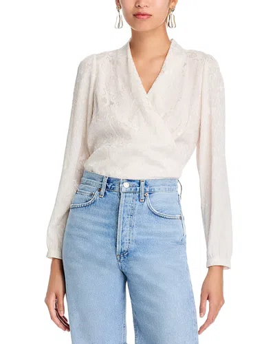 Aqua Heart Motif Crossover Neck Blouse - Exclusive In Shell