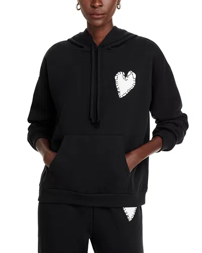 Aqua Heart Patch Hooded Sweatshirt - Exclusive In Black