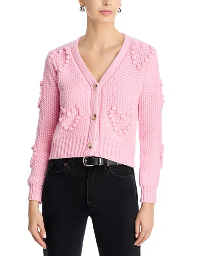 Aqua Heart Pom Cardigan - Exclusive In Pink