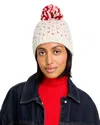 Aqua Heart Pom Pom Knit Hat - Exclusive In Ivory/pink