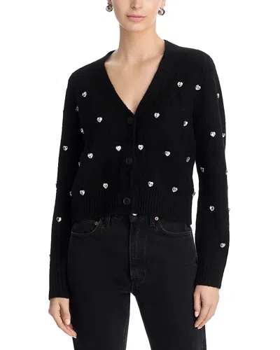 Aqua Heart Stone V Neck Cardigan Sweater - Exclusive In Black