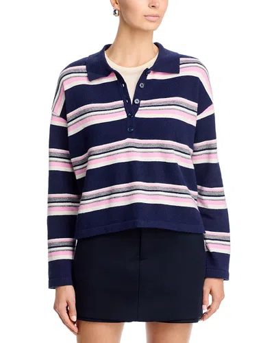Aqua Heartloom Striped Polo Top In Multi