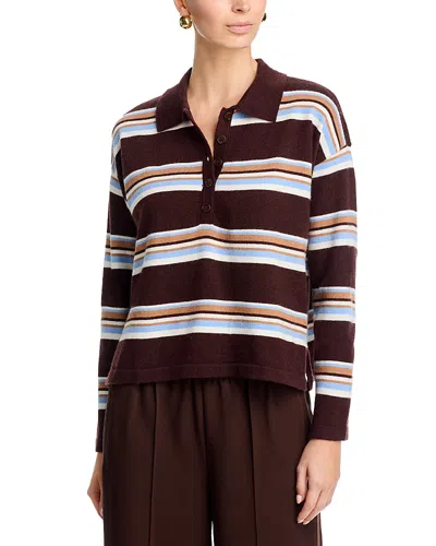Aqua Heartloom Striped Polo Top In Multi