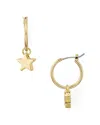 Aqua Helen Owen X  Dangling Star Charm Hoop Earrings - Exclusive In Gold