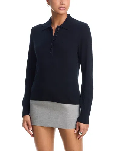 Aqua Henley Polo Cashmere Sweater - Exclusive In Blue