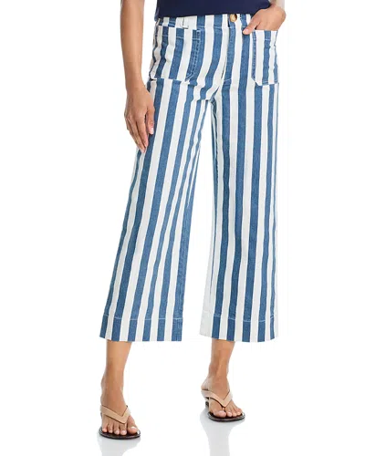 Aqua High Rise Wide Leg Cropped Jeans In Navy/white - Exclusive In Blue