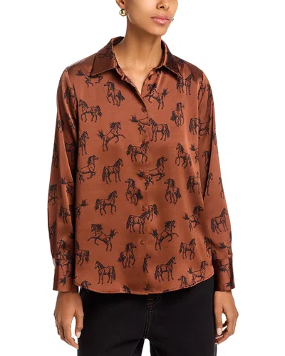 Aqua Horse Print Relaxed Shirt -exclusive In Brown