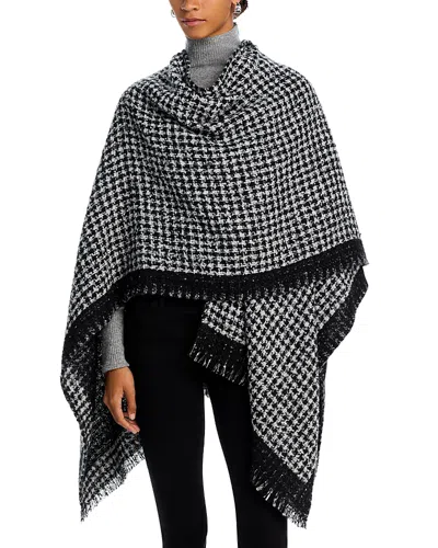 Aqua Houndstooth Ruana In Black