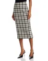 Aqua Houndstooth Tweed Midi Skirt - Exclusive In Multi
