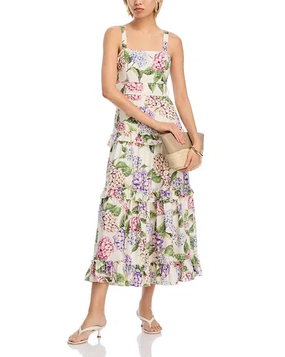 Aqua Hydrangea Tiered Midi Dress - Exclusive In Multi