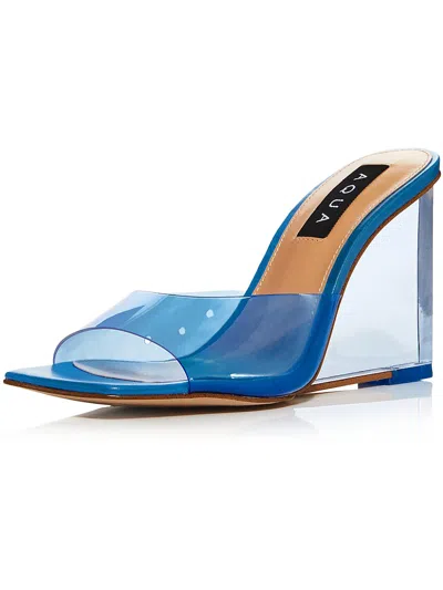 Aqua Icy Womens Slip-on Peep-toe Wedge Sandals In Blue